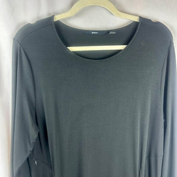 Betabrand Travel‎ Dress Women Medium Black Modal Silk Knit Long Sleeves Knee - Picture 6 of 10